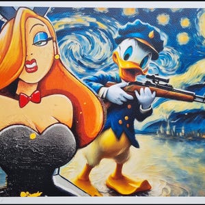 MORTE NYC * Jessica Rabbit e Pato Donald * 45 x 32 cm * assinado * limitado * Certificado # xx/120