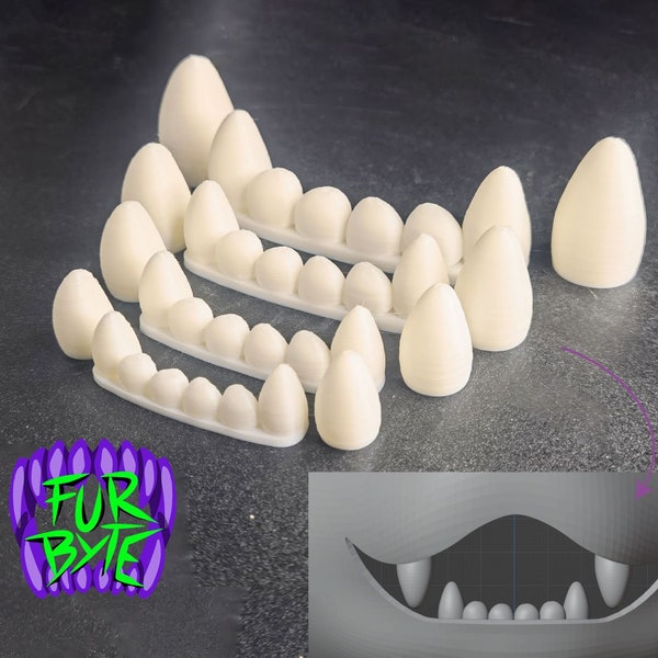 Universal Teeth 3D Printed Teeth/ Fangs Fursuit Furry