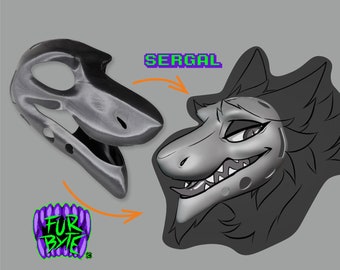 Sergal Fursuit con base de cabeza impresa en 3D Furry