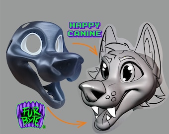 Happy Canine/Dog 3D impreso cabeza base Fursuit Furry