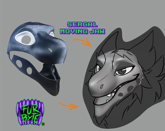 Sergal Base de cabeza impresa en 3D Fursuit Mandíbula móvil peluda