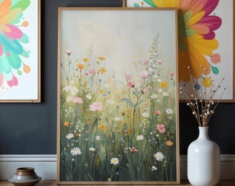 Pastel Meadow Flowers Matte Vertical Poster