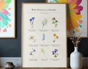 Wild Flowers in Sweden Poster | Botanical Print Matte Vertical Poster