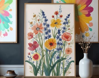 Colorful Flowers Matte Vertical Posters