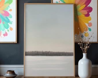 Nordic Landscape Matte Vertical Poster | Minimal Painterly Tree Line