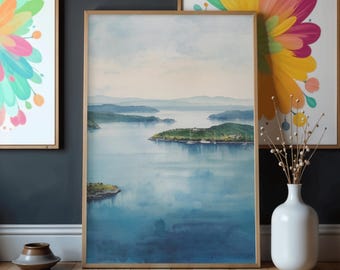 Swedish Archipelago Painting Matte Vertical Poster | Scandinavian Coastal Wall Art
