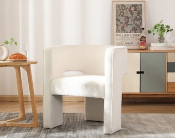 Boucle living room chair, luxury padded cushion seat, 3 beautifully crafted furniture legs, ideal for your dining and living room furniture