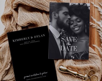 Modern Minimal Save the Date Template, Save The Date With Photo, Editable Save The Date Template, Save The Date, Wedding Instant Download