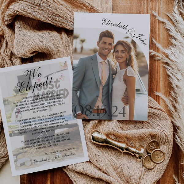 Elopement Announcement, We Eloped Card, We Eloped Announcement, Elopement Cards, Elopement After Party Invitation, We Eloped Vegas