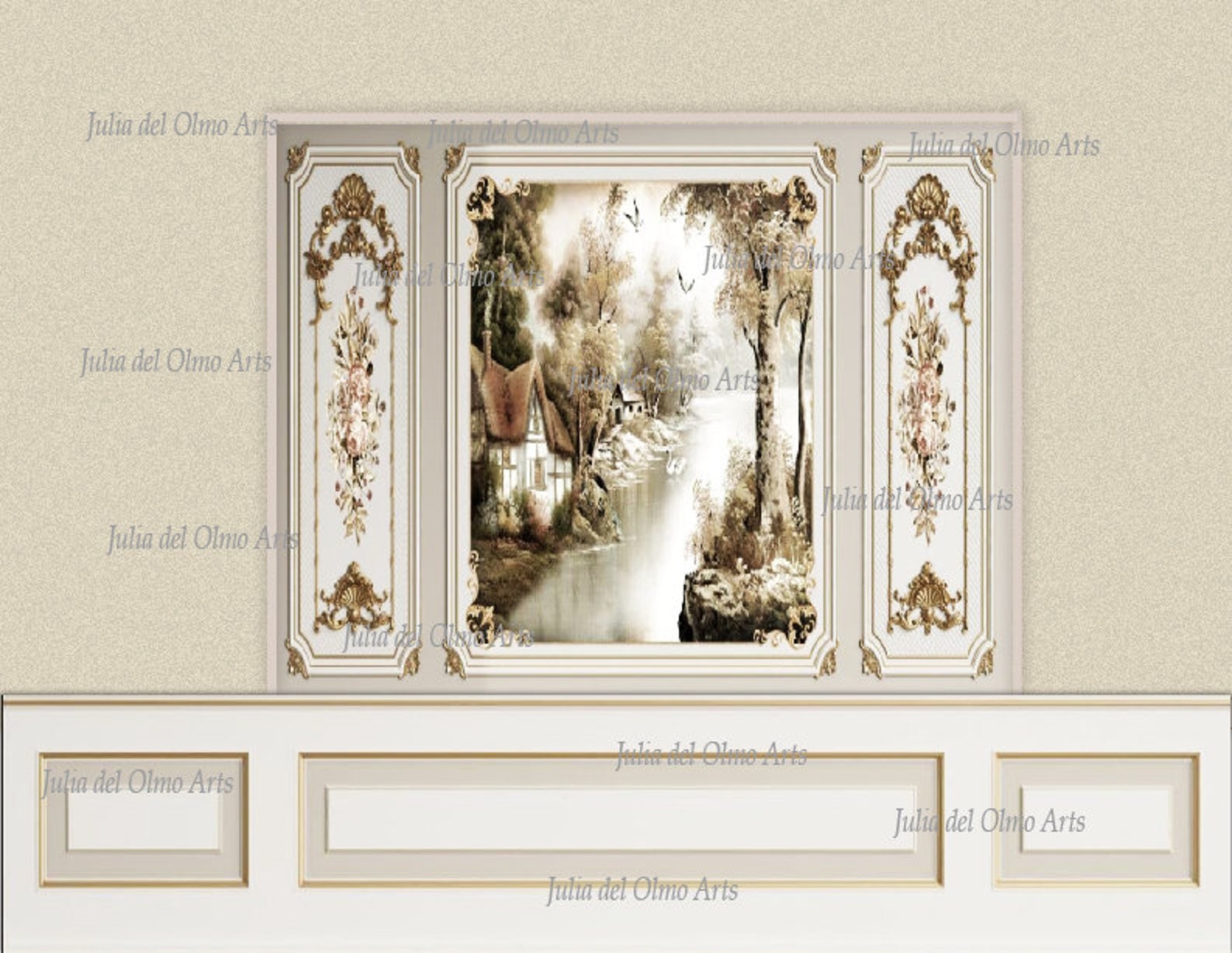Dollhouse Printable Wallpaper in Miniature With Panels. Repeating ...