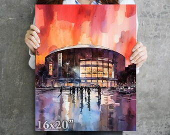 Madison Square Garden Arena - New York Basketball Watercolor Painted Art FINE ART PRINT Wall Art - Home Decor in Multiple Sizes