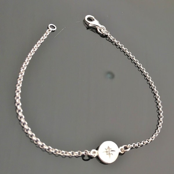 Bracelet étoile du nord en argent 925/000 et zirconium central