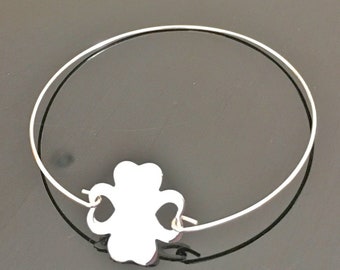 Bracelet jonc trèfle en argent 925/000 bijou porte bonheur