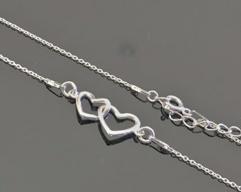 Intertwined hearts necklace in 925/000 silver adjustable chain