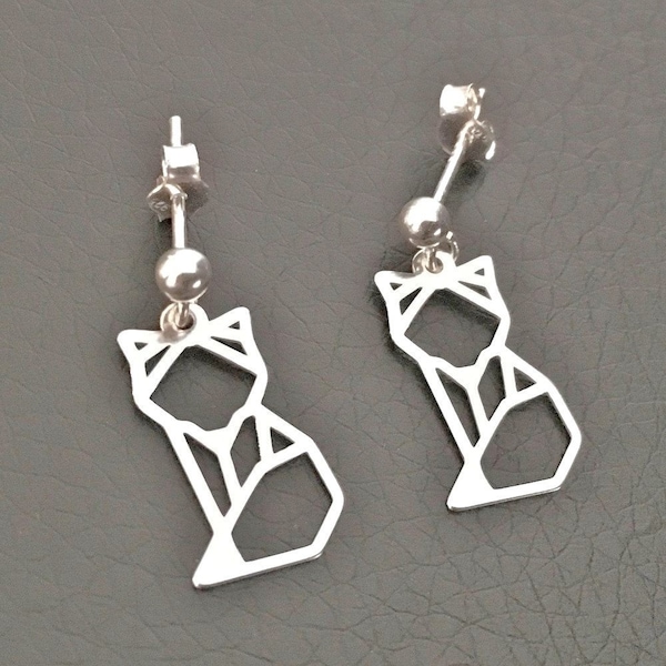 Boucles d'oreilles renard en argent 925/000