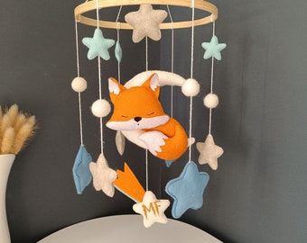 Fuchs Sterne und Mond Baby Mobile. Baby Fuchs Waldtier Mobile. Baby Fuchs Sternenhimmel Mobile. Baby-Dusche-Geschenk. Boho baby mobile Mädchen.