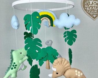 Dinosaur mobile baby nursery decor, hanging crib mobile neutral, dinosaur nursery decoration, expecting mom gift
