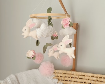 Bunny Baby Mobile, Nursery Decor, Baby Shower Gift