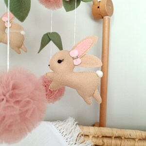 Bunny baby mobile girl, crib decor girl, nursery decor, baby shower gift image 5