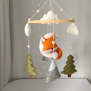 Mobile pour bébé renard, décoration de chambre d'enfant dans les bois, mobile pour berceau de forêt, cadeau pour maman, cadeau mobile pour bébé fille personnalisé, cadeau de baby shower image 10