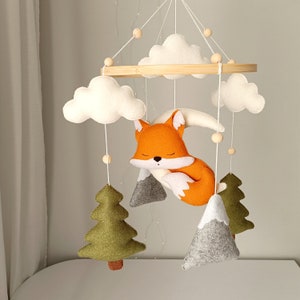 Mobile pour bébé renard, décoration de chambre d'enfant dans les bois, mobile pour berceau de forêt, cadeau pour maman, cadeau mobile pour bébé fille personnalisé, cadeau de baby shower image 9