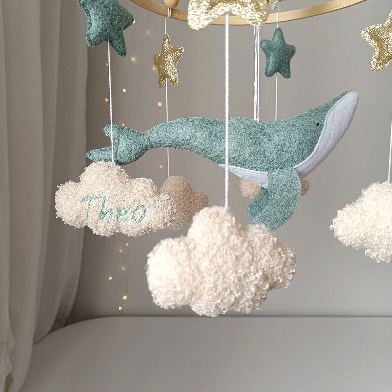 Baby crib mobile whale and balloons, boy mobile for nursery, girl mobile baby, ocean nautical nursery mobile, baby shower gift image 4