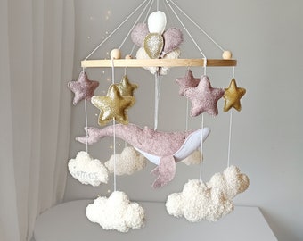 Whale Nursery Mobile, Felt Ocean Theme, Baby Shower Gift