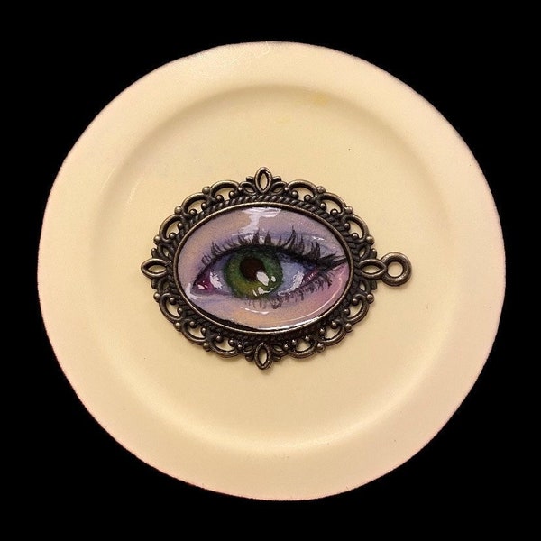Custom Hand Painted Lover's Eye Pendant