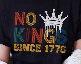 Camiseta Comfort Colors No Kings, Camiseta Rejecting Kings Since 1776, Camiseta Pró-Democracia, Protesto Feminista Liberal Americano Anti-Maga de 4 de Julho