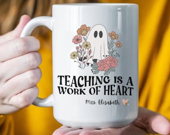 La enseñanza es un trabajo de corazón, agradecimiento personalizado al maestro, tazas inspiradoras para maestros, regalo personalizado para maestros, regalo de agradecimiento al maestro