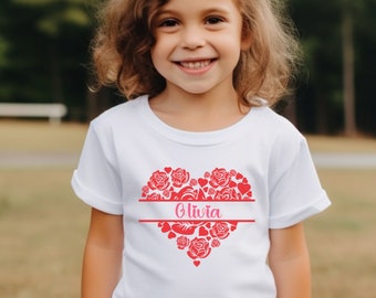 Aangepaste Valentijnsdag shirts voor kinderen, aangepaste naam Valentijnsdag shirt, gepersonaliseerd kindershirt, Valentijnsdag cadeaus voor kinderen, kindershirts
