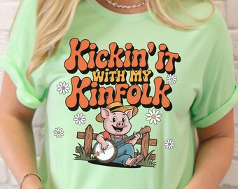 Kickin It with My Kinfolk Comfort Colors T-Shirt,Family Reunion Shirt,Funny Reunion TShirt,Gift For Family,Retro Family Reunion Trendy Tee