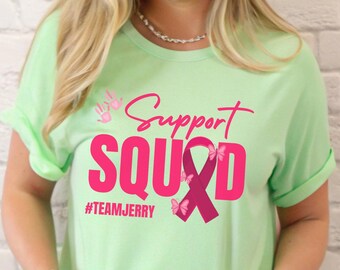 Camisa de colores cómodos del equipo de apoyo, camisa con nombre personalizado y lazo contra el cáncer, camisa de lucha contra el cáncer de mama, camisa de concientización sobre el cáncer, camisas para mujeres fuertes