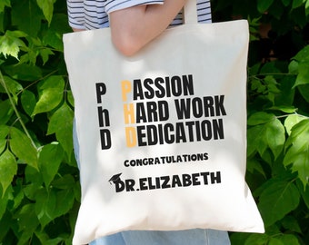 Phd Graduation Gift, Custom Name Graduation Tote Bag,Phd Student gift,Custom Name Cotton Canvas Tote Bag,Phd Graduation Tote Bag Gifts,PhD