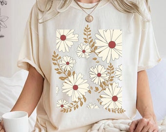 Boho Floral Tshirt, Boho Wildflowers shirt,Boho Summer Flowers Shirt,Comfort Color Floral Nature Shirt,Boho Mothers Day Shirt,Cottagecore
