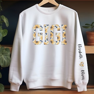 Floral GIGI Sweatshirt,Personalized Gigi Sweatshirt, Gigi With Grandkids Names Crewneck, Gift For New Gigi,Gift for grandma,Grandmother Gift