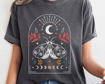 Boho Flowers Shirt,Boho Wildflowers shirt,Celestial Moon Shirt,Boho Moon Shirt,Moon Phase Shirt,Boho Vintage Moon Shirt,Mystical Moon Phase