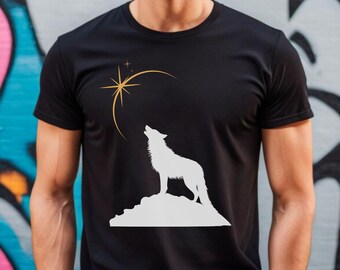 Camisa celestial, camisa de eclipse solar, camisa de astrología, camisa espiritual, camiseta estética, camiseta de lobo, camisa mística, camisa de fase lunar, camisa de astronomía