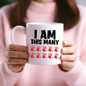 Custom Age Birthday Coffee Mug I am This Many Mug Finger Birthday Mug Coworker Birthday Mug Gift 10th 20th 30th 40th 50th, 40th Birthday Mug