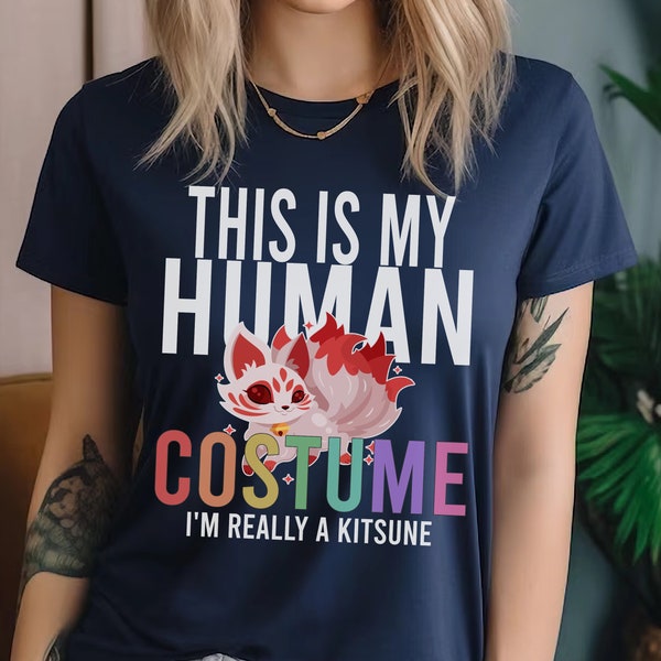 This Is My Human Costume Shirt, I am Really a Kitsune Shirt, Cosplay Shirt, Halloween Costume, Kitsune Shirt, Funny Kitsune Shirt,Anime Gift