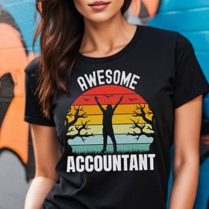 Retro Sunset Accounting Shirt, Awesome Accountant Retro Shirt, Geschenken voor Accountant, In kaart gebracht Accountant Shirt, Retro Sunset Shirt, Tax Shirt