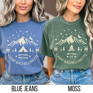 Custom Camp Bachelorette Comfort Colors Shirt,The Cabin Crew Hikinng Bridal Party Shirt,Mountain Bride Te,Lake Bachelorette,Camp Bach Party