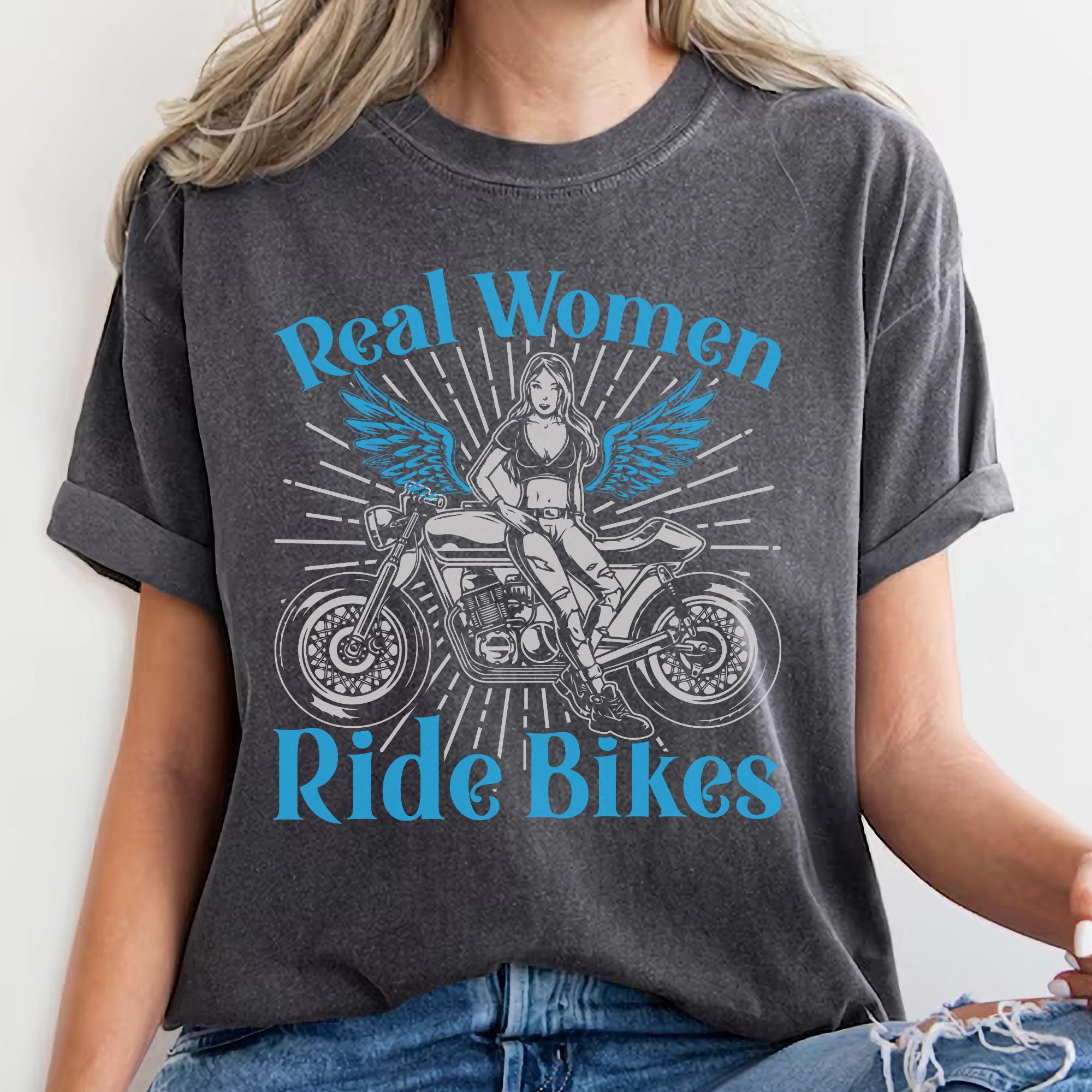 Lirr Bikes Real Women Ride Bikes,comfort Colors Biker Girl Shirt