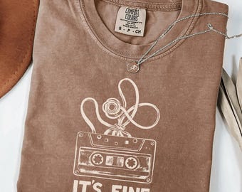 Overthinking Humor Shirt, Relax Nothing Is Under Control T-Shirt, Funny Mental Health Gift, Retro Cassette Tape Vintage Music Lover Tee