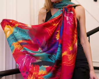 Foulard en soie multicolore