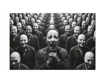 Lienzo "Hombre gritando entre dobles sonrientes" / Cuadro de pared mate estirado