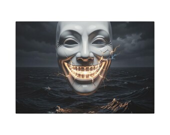 Lienzo con máscara de sonrisa brillante / Cuadro de pared mate estirado