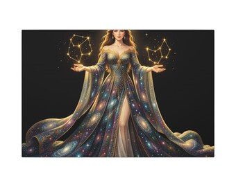 Diosa Celestial con Constelaciones (Lienzo)