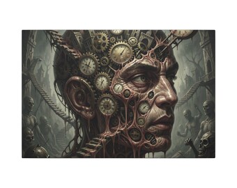 Lienzo mate con diseño de mente mecánica steampunk