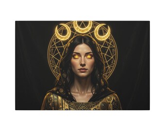 Sacerdotisa de la Luna Dorada en Lienzo Mate